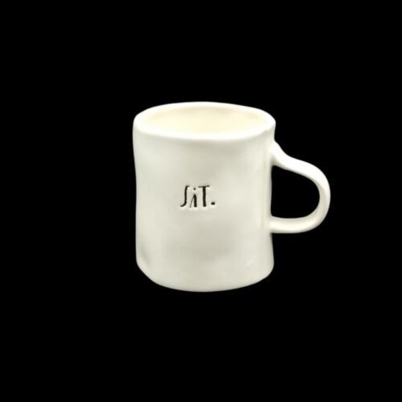 NEW Rae Dunn Magenta "SIT" Artisan Collection Ivory Black Coffee Mug - Picture 1 of 6